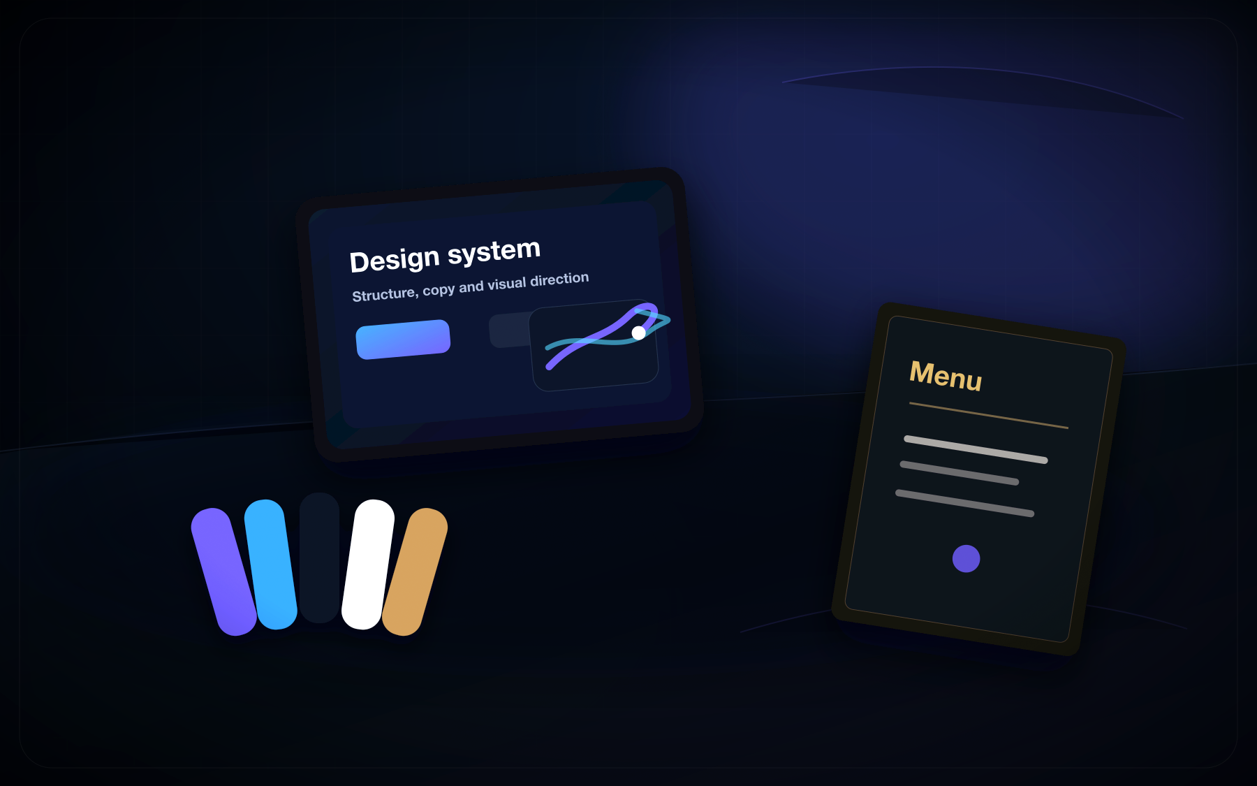Custom Pathrone design process image with website mockup, mobile preview and brand swatches.